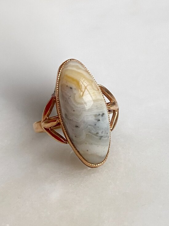 Agate Ring in 14k gold, size 8 - Picture 2 of 6